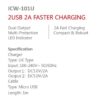 itel 2 USB Port, 2A Faster Charger With Free Fast Cable - Black - Image 3
