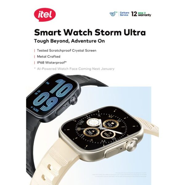 itel 2.02" HD Storm Ultra Scratch & Water Proof Smart Watch ISW-023 - Image 3