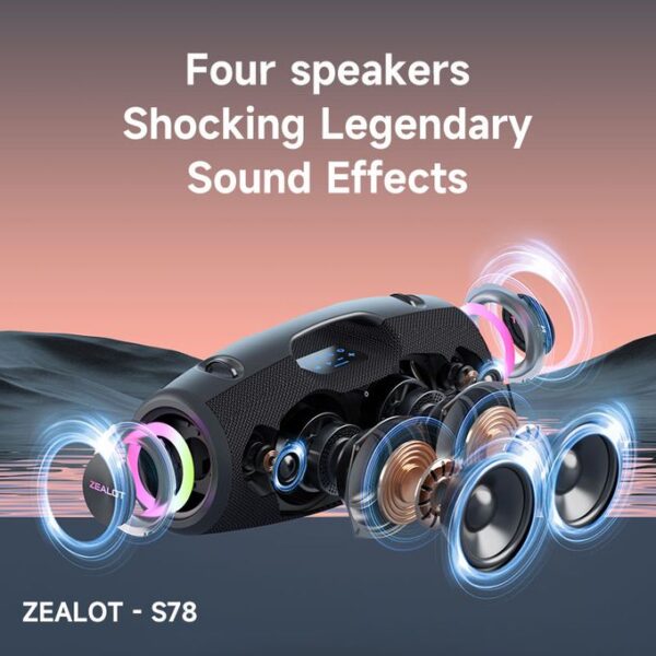 Zealot 100W Super Bass Bluetooth Speaker With 24000mAh Battery S78 - Image 6