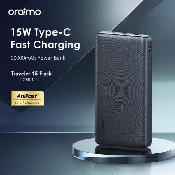 Oraimo 20000mAh Traveler 15 Flash 15W Power-Bank + Type-C In-put & Out-put OPB-1200