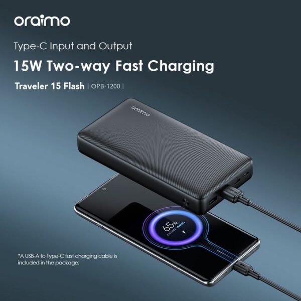 Oraimo 20000mAh Traveler 15 Flash 15W Power-Bank + Type-C In-put & Out-put OPB-1200 - Image 4