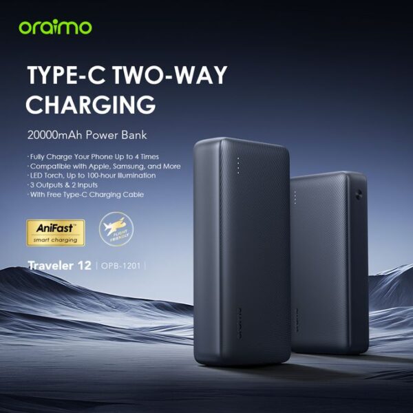 Oraimo Traveler 12 20000mAh 12W Fast Charging Power-Bank OPB-1201