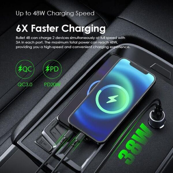 Oraimo Bullet 38 OCC-72D Bullet 38 38W Fast Charging Compact Safe Car Charger - Image 3