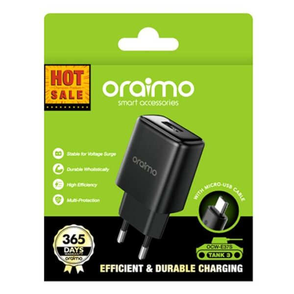 Oraimo OCW-E37S+M53 EU Type TANK 3 Efficient & Durable Charger Kit - Image 2