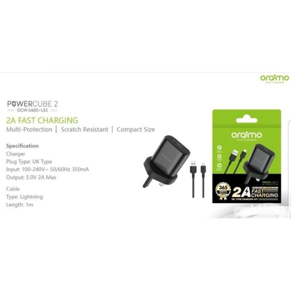 Oraimo OCW-U65S+L53 Efficient And Durable Iphone Charger