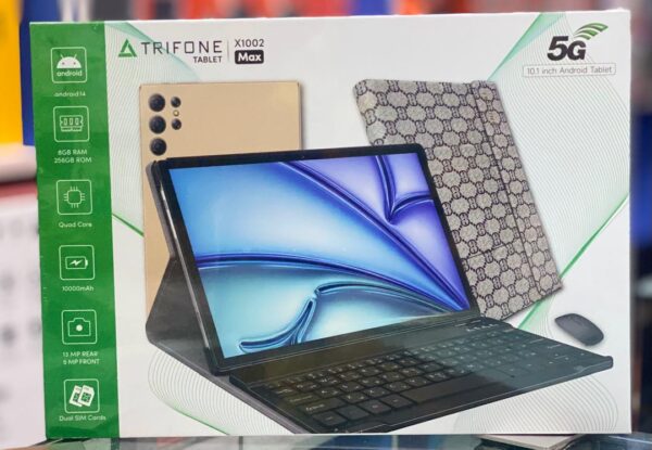 TRIFONE X1002 Max, Tablet, 6GB/256GB With Built In Wifi, SIM Enabled 5G Connectivity 2/5Mp Camera, 10000 MAH Battery Power