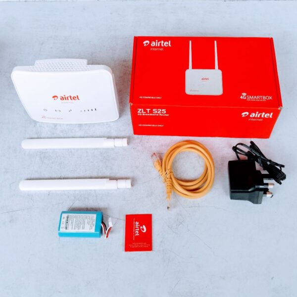 The Airtel D350 router is a 4G LTE wireless device designed to provide high-speed internet connectivity for home and small office environments. It supports download speeds of up to 150 Mbps and can connect up to 32 devices simultaneously, making it suitable for various online activities such as streaming, gaming, and browsing. - Image 2