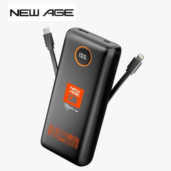 New Age NewAge J153-20K Power-Station 22500-mAh Power-Bank With In-built Cables