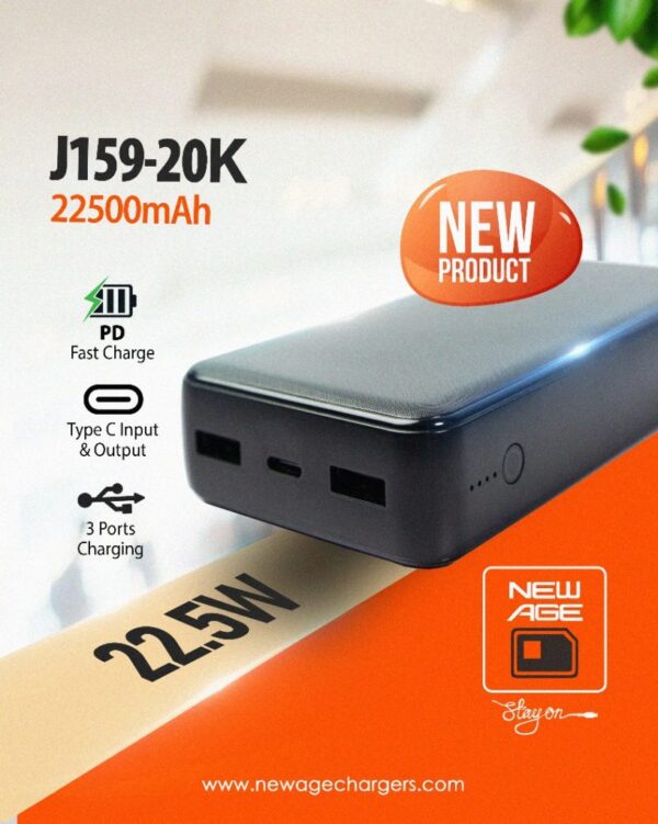 New Age J159-10K 12500mAh Power Bank (15W/QC quick charge)