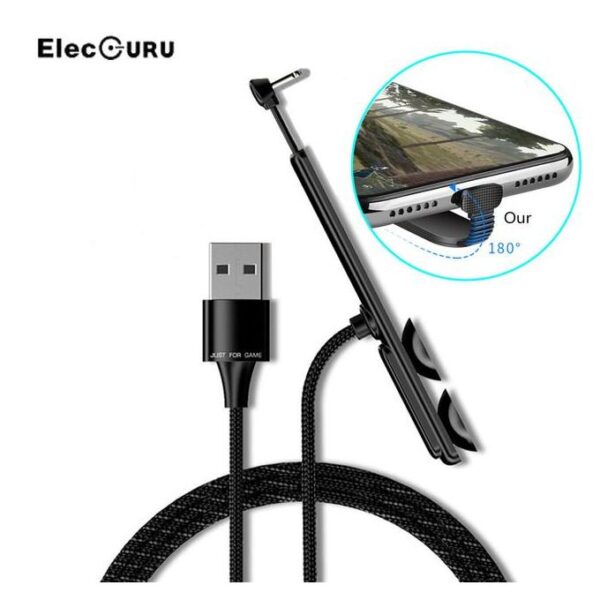 Phone Game Fast Charging Cable Micro/lightning/type-C Data Cable 1.2m Length Double Suction Cup90 Degree Elbow Port Design - Image 2