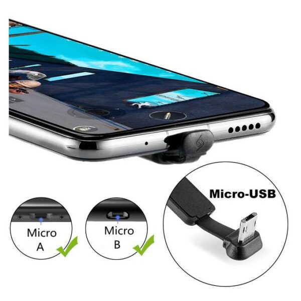 Phone Game Fast Charging Cable Micro/lightning/type-C Data Cable 1.2m Length Double Suction Cup90 Degree Elbow Port Design