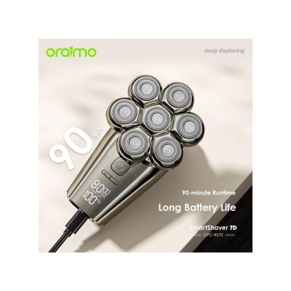 Oraimo Smart Shaver 7D 7 Razor Heads 360° 5-in-1 Grooming Kit Rotary Shaver Clipper OPC-RS70 - Image 7