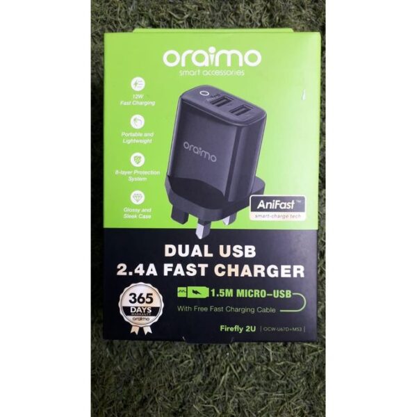 Oraimo DUAL USB 2.4A FAST CHARGER OCW-U67D+m53