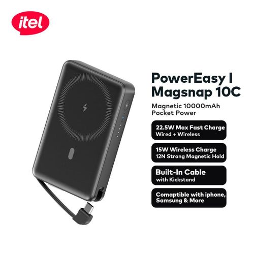 Itel PowerEasy A1820 Dual Wireless Fast Charger 22.5W + 15W 10000mah Strong Magnetic Hold - Image 4