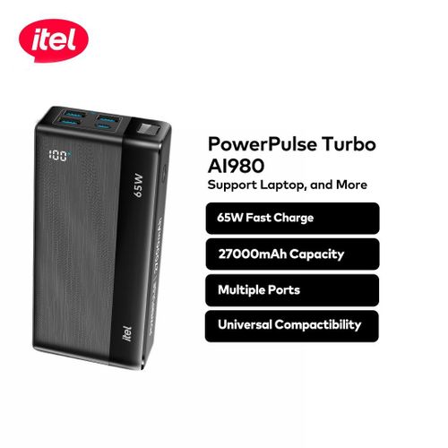 Itel PowerPulse Turbo A1980 Power-Bank 27000mAh 65W Fast Charging Laptop Compatibility