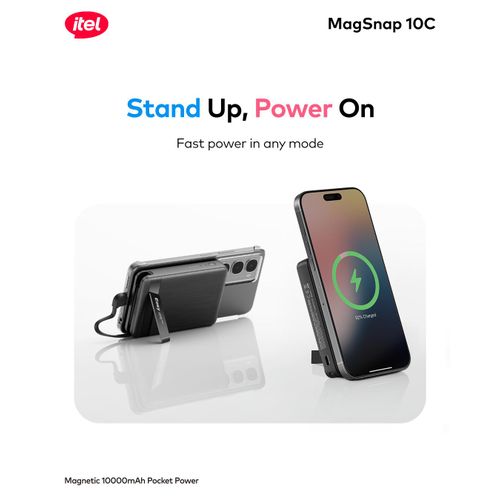 Itel PowerEasy A1820 Dual Wireless Fast Charger 22.5W + 15W 10000mah Strong Magnetic Hold - Image 2