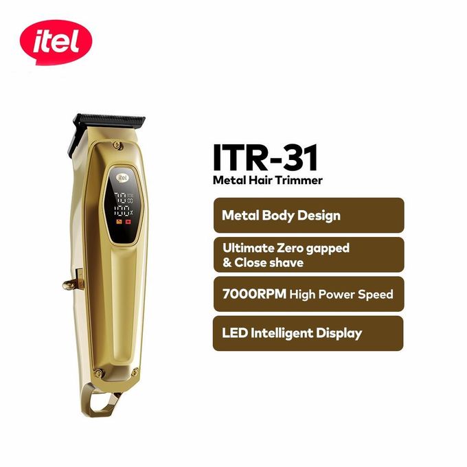 Itel Metal Hair Trimmer Smart Led Display Black Carbon T-blade 7000RPM ITR-31 - Image 2