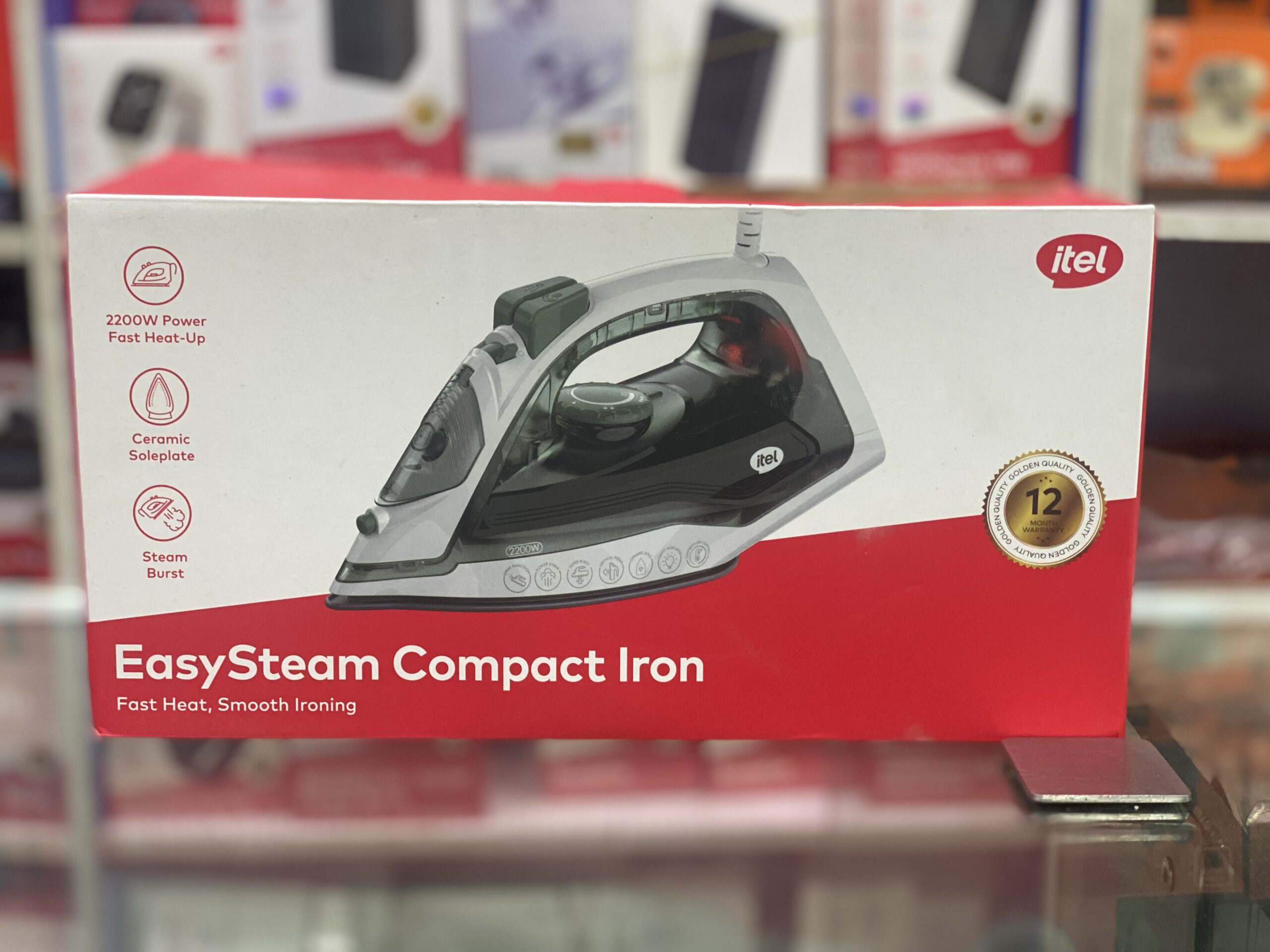 Itel EasySteam Compact Iron – 2200W Ceramic Steam Iron with Fast Heat-Up